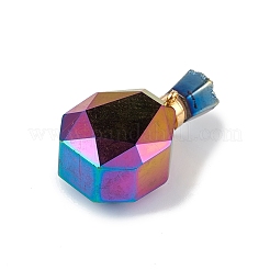 Electroplated Natural Druzy Agate Openable Perfume Bottle Pendants&nbsp;G-L524-10G-01