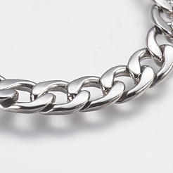 Tarnish Resistant Men's 304 Stainless Steel Curb Chain Bracelets&nbsp;STAS-I075-49A
