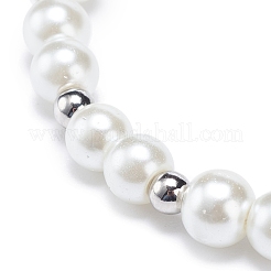 Glass & Plastic Imitation Pearl Beaded Stretch Bracelet with Alloy Fairy Charm for Women&nbsp;BJEW-JB08704