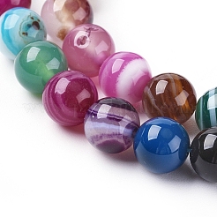 Natural Striped Agate/Banded Agate Beads Strands&nbsp;G-G582-6mm-46