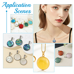 12Pcs 2 Colors 201 Stainless Steel Pendant Cabochon Settings&nbsp;STAS-WR0001-42