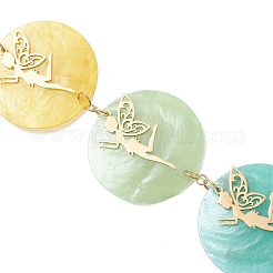 Flat Round Natural Capiz Shell Hanging Suncatchers&nbsp;HJEW-JM04659