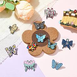 10Pcs 10 Styles Black Alloy Brooches&nbsp;JEWB-CJ0001-36