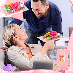 2 Sets 2 Styles Valentine's Day Rectangle 3D Pop Up Flower Paper Greeting Card&nbsp;AJEW-GA0006-96