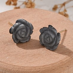 Brass Cat Eye Stud Earrings&nbsp;EJEW-B133-01G-05