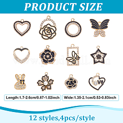 48Pcs 12 Styles Alloy Enamel Pendants&nbsp;FIND-ME0001-89