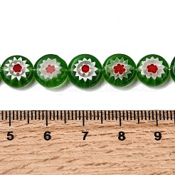 Handmade Millefiori Glass Flat Round Bead Strands&nbsp;LK-P011-24
