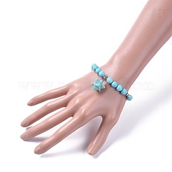 Synthetic Turquoise Stretch Charm Bracelets&nbsp;BJEW-JB04692-03