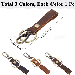 3Pcs 3 Colors Cowhide Leather Keychain&nbsp;FIND-GF0008-03