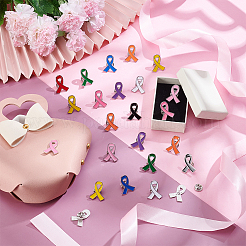 200Pcs 10 Colors Awareness Ribbon Zinc Alloy Enamel Pins&nbsp;JEWB-WA0001-02