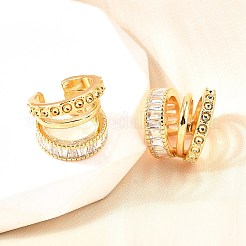 Brass Micro Pave Clear Cubic Zirconia Cuff Earrings&nbsp;EJEW-F370-06G