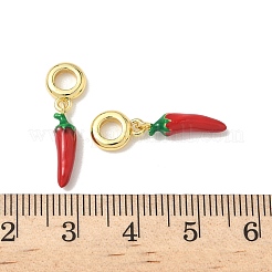 Brass FireBrick Enamel Hot Pepper European Dangle Charms&nbsp;KK-K293-75G