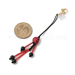 Halloween Theme Skeleton Glass Seed & Natural Black Onyx & Synthetic Turquoise Beaded Pendant Decorations&nbsp;HJEW-MZ00284-02