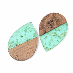 Transparent Resin & Walnut Wood Pendants&nbsp;X-RESI-S389-037A-B02
