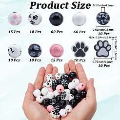 210Pcs Printed Wood European Beads&nbsp;OPDL-PA0001-03