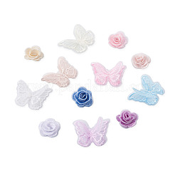 24Pcs 12 Style 3D Rose Organgza Lace Embroidery & Butterfly Ornament Accessories&nbsp;DIY-BT0001-48