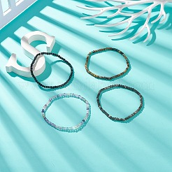Natural Gemstone Cube Beaded Stretch Bracelet for Women&nbsp;BJEW-JB08976