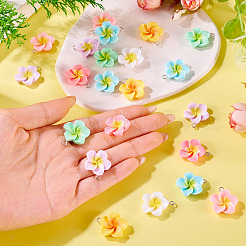 28Pcs 7 Colors Flower Resin Pendants&nbsp;RESI-TA0004-33