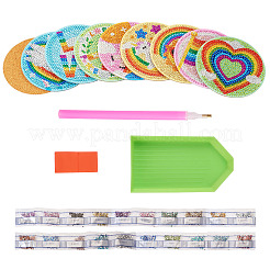 DIY Diamond Painting Rainbow Theme Cup Mat Kits&nbsp;DIAM-TAC0001-02