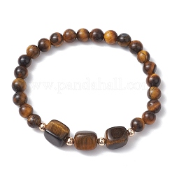 Natural & Synthetic Mixed Gemstone Cube & Round Beaded Stretch Bracelets&nbsp;BJEW-JB10807