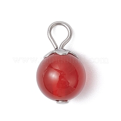 21Pcs 21 Styles Natural & Synthetic Mixed Gemstone Round Charms&nbsp;PALLOY-JF04619-02