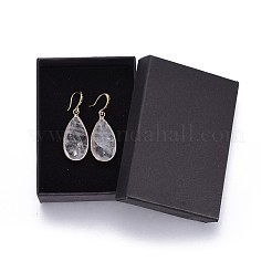 Teardrop Natural Quartz Crystal Dangle Earrings&nbsp;EJEW-JE02998-02