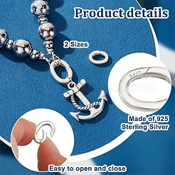 4Pcs 2 Styles 925 Sterling Silver Spring Gate Rings&nbsp;STER-PH0002-16