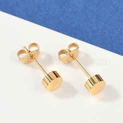 Ion Plating(IP) Flat Round 304 Stainless Steel Stud Earrings&nbsp;EJEW-O052-08G