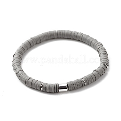 Synthetic Hematite & Polymer Clay Heishi Beads Stretch Bracelets Set&nbsp;BJEW-JB07446