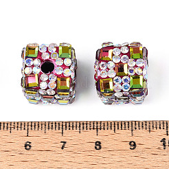 Polymer Clay Rhinestone Beads with Square Acrylic&nbsp;CLAY-T022-03H