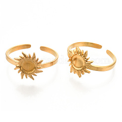Ion Plating(IP) 304 Stainless Steel Sun Cuff Rings&nbsp;RJEW-N038-116LG