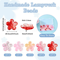 50Pcs 5 Colors Handmade Lampwork Beads&nbsp;LAMP-TA0001-22