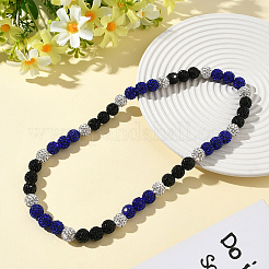 1Pc Polymer Clay Rhinestone Round Beaded Stretch Necklaces&nbsp;NJEW-SP0001-14K