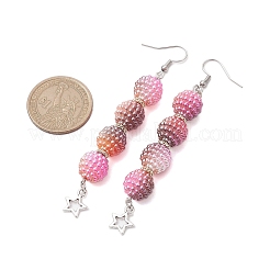 4 Pairs 4 Colors Waxberry Round Acrylic Beaded Dangle Earring Sets&nbsp;EJEW-JE05889