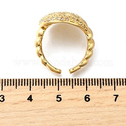 Brass Micro Pave Cubic Zirconia Adjustable Open Cuff Rings for Women&nbsp;RJEW-K292-05G