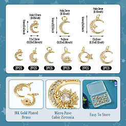 12Pcs 6 Styles Brass Micro Pave Cubic Zirconia Pendants&nbsp;KK-TA0008-69