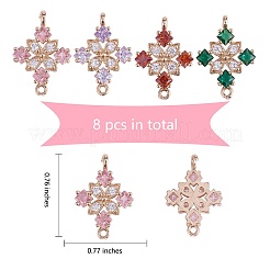 Copper plated gold+zircon square four petal flower connector DIY accessories&nbsp;JX598A