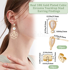 20Pcs Brass Cubic Zirconia Stud Earring Findings&nbsp;KK-BBC0010-86