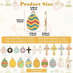 24Pcs 20 Styles Easter Egg Rabbit Cross Alloy Enamel Pendants&nbsp;ENAM-FS0004-01