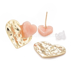 Resin Heart Front Back Stud Earrings&nbsp;EJEW-I265-05G