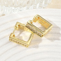 Brass Micro Pave Cubic Zirconia Hoop Earrings&nbsp;KK-CBA98BA-23G