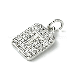 Rack Plating Brass Micro Pave Clear Cubic Zirconia Charms&nbsp;KK-G501-01T-P