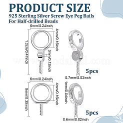 10Pcs 2 Styles 925 Sterling Silver Screw Eye Peg Bails&nbsp;STER-ME0001-55