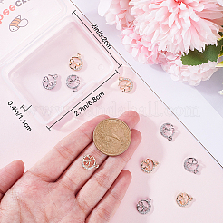 12Pcs 2 Colors Brass Micro Pave Cubic Zirconia Charms&nbsp;KK-BBC0014-88