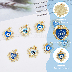 8Pcs 4 Style Brass Micro Pave Clear Cubic Zirconia Pendants&nbsp;KK-DC0002-68