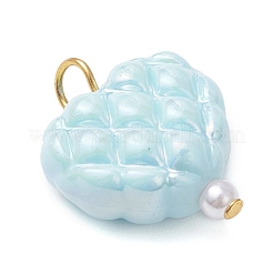 Opaque Acrylic Waffle Beadss with ABS Plastic Imitation Pearl Beads and Iron Flat Head Pins Pendants&nbsp;PALLOY-JF03776