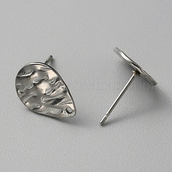 304 Stainless Steel Textured Geometry Stud Earring Findings with Hole&nbsp;STAS-WH0027-54J
