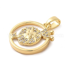 Brass Micro Pave Clear Cubic Zirconia with Acrylic Pendants&nbsp;KK-G483-12G