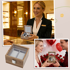 2-Slot Wooden Watch Display Cases with Glass Window Lid and Velvet Pillow Inside&nbsp;CON-WH0043-306A