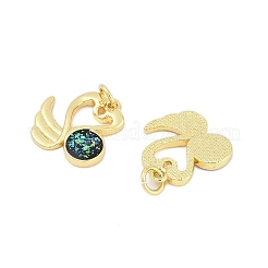 Brass Pave Synthetic Opal Swan Pendants&nbsp;KK-I723-07G